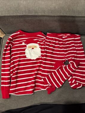 Carter's Red & White Striped Santa Pajama Set